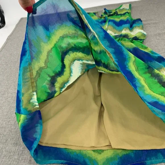 Accidentally In Love Cute Sundress Small Blue Green Scoop Neck Sleeveless Dress - Picture 12 of 13